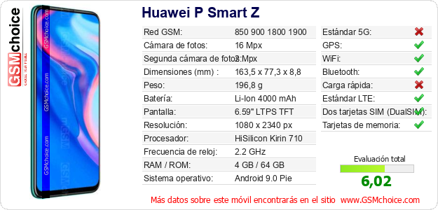 Huawei P Smart Z Datos técnicos del móvil 