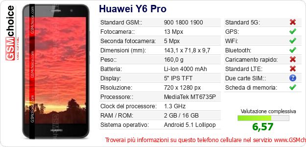 Huawei Y6 Pro Dati tecnici di telefono cellulare Huawei Y6 Pro Dati tecnici di telefono cellulare