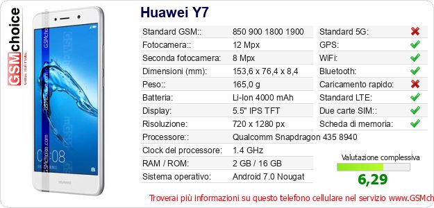 Huawei Y7 Dati tecnici di telefono cellulare Huawei Y7 Dati tecnici di telefono cellulare