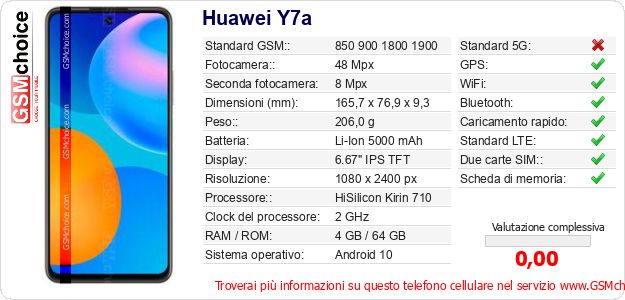 Huawei Y7a Dati tecnici di telefono cellulare Huawei Y7a Dati tecnici di telefono cellulare