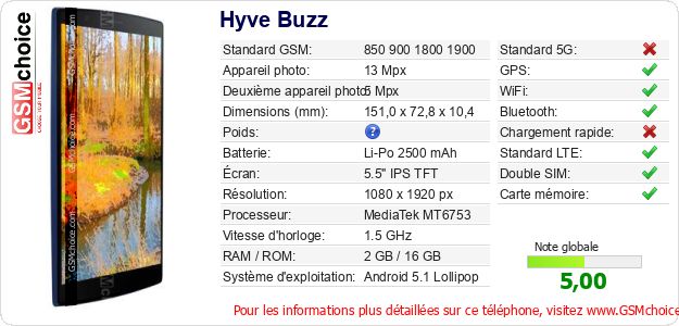 Hyve Buzz Fiche technique