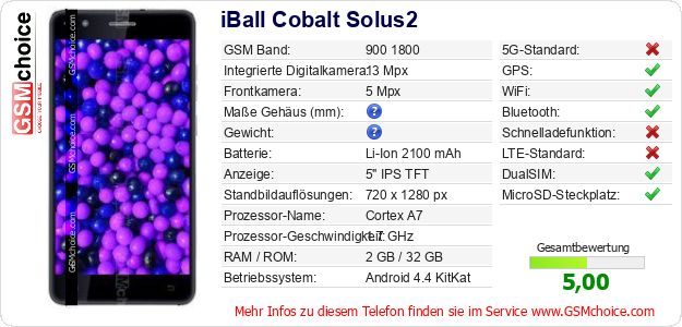 iBall Cobalt Solus2 technische Daten iBall Cobalt Solus2 technische Daten