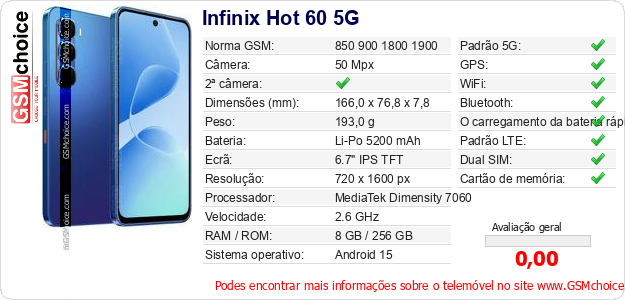 Infinix Hot 60 5G Especificações técnicas do telemóvel 