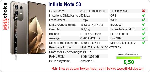 Infinix Note 50 technische Daten Infinix Note 50 technische Daten