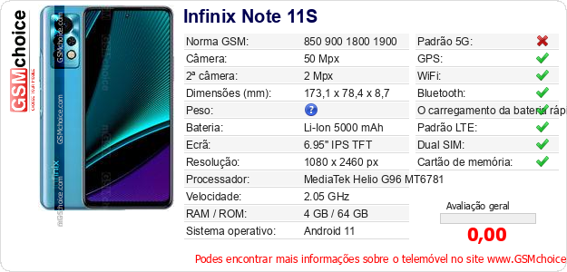 Infinix Note 11S Especificações técnicas do telemóvel 