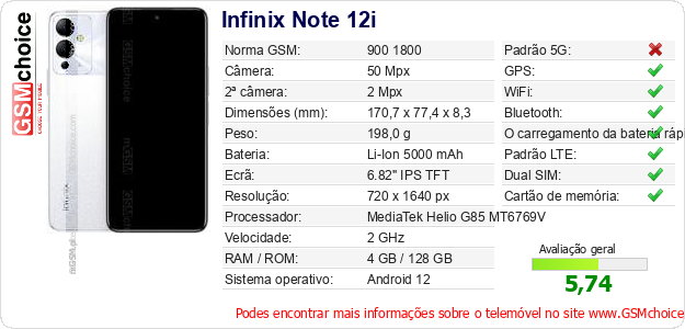 Infinix Note 12i Especificações técnicas do telemóvel  Infinix Note 12i Especificações técnicas do telemóvel