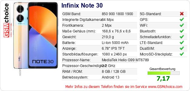 Infinix Note 30 technische Daten Infinix Note 30 technische Daten