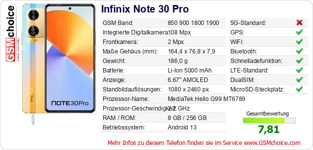 Infinix Note 30 Pro technische Daten Infinix Note 30 Pro technische Daten