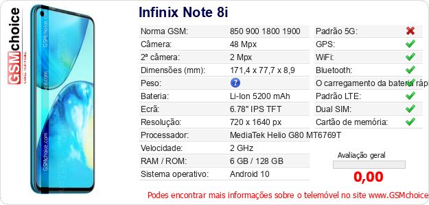 Infinix Note 8i Especificações técnicas do telemóvel Infinix Note 8i Especificações técnicas do telemóvel