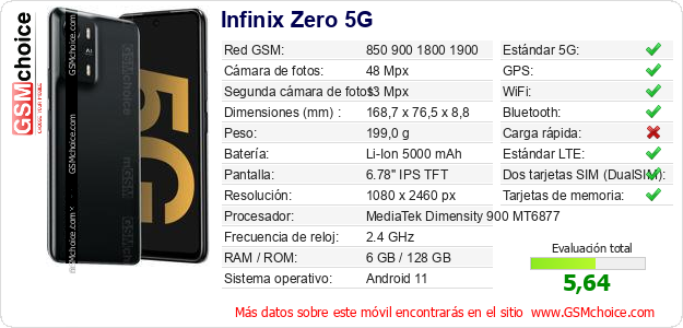 Infinix Zero 5G Datos técnicos del móvil Infinix Zero 5G Datos técnicos del móvil
