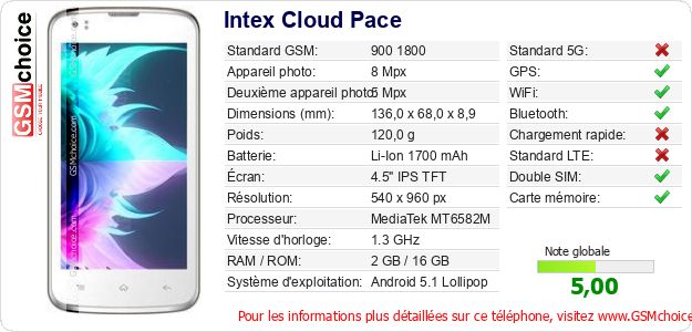 Intex Cloud Pace Fiche technique Intex Cloud Pace Fiche technique