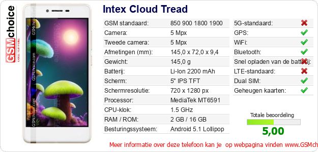Intex Cloud Tread Technische gegevens 