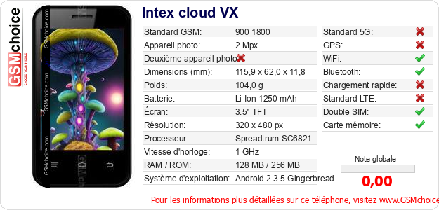 Intex cloud VX Fiche technique Intex cloud VX Fiche technique