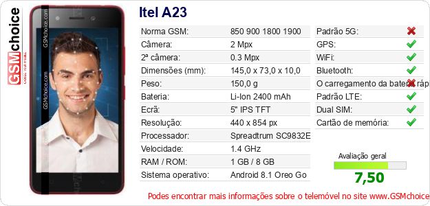 Itel A23 Especificações técnicas do telemóvel Itel A23 Especificações técnicas do telemóvel
