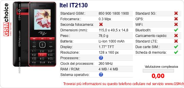 Itel IT2130 Dati tecnici di telefono cellulare Itel IT2130 Dati tecnici di telefono cellulare