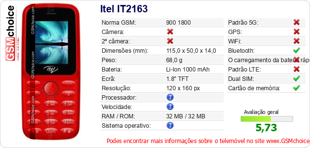 Itel IT2163 Especificações técnicas do telemóvel Itel IT2163 Especificações técnicas do telemóvel
