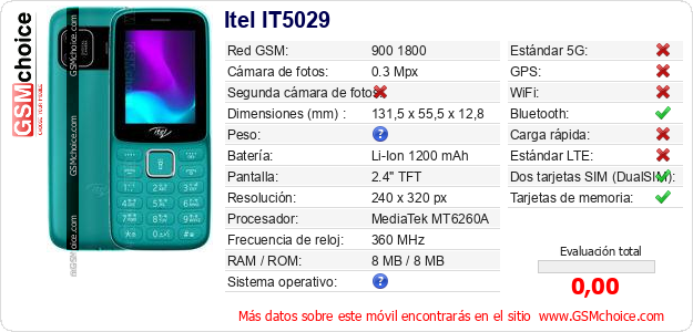 Itel IT5029 Datos técnicos del móvil Itel IT5029 Datos técnicos del móvil
