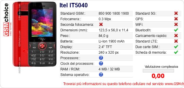 Itel IT5040 Dati tecnici di telefono cellulare Itel IT5040 Dati tecnici di telefono cellulare