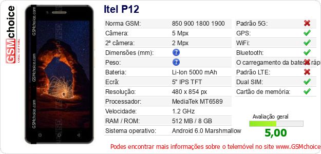 Itel P12 Especificações técnicas do telemóvel Itel P12 Especificações técnicas do telemóvel