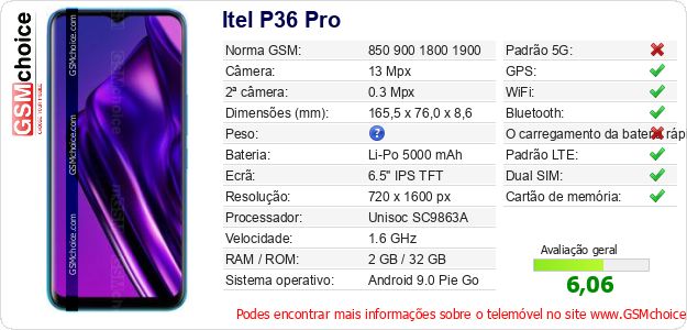 Itel P36 Pro Especificações técnicas do telemóvel Itel P36 Pro Especificações técnicas do telemóvel