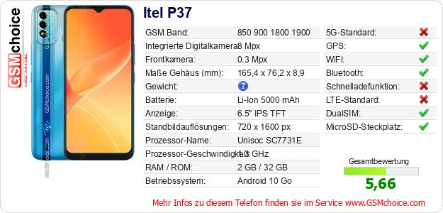 Itel P37 technische Daten Itel P37 technische Daten