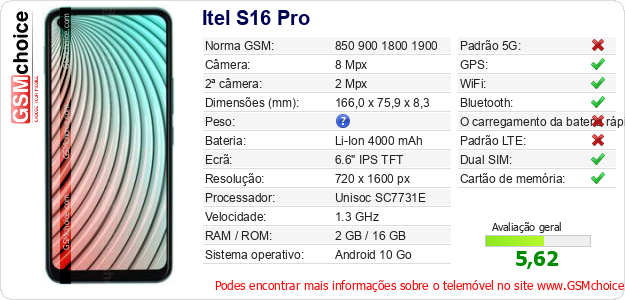 Itel S16 Pro Especificações técnicas do telemóvel Itel S16 Pro Especificações técnicas do telemóvel