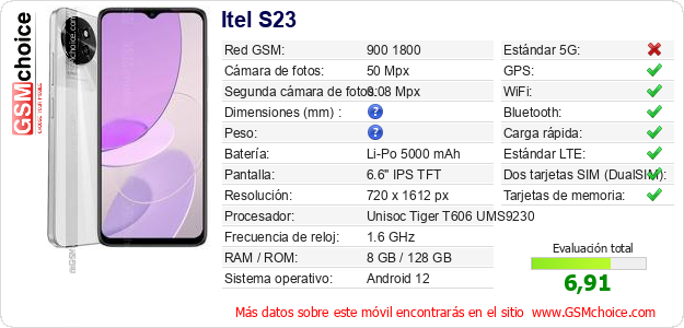 Itel S23 Datos técnicos del móvil Itel S23 Datos técnicos del móvil