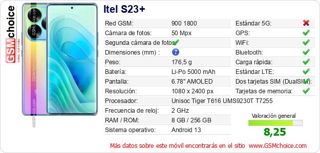 Itel S23+ Datos técnicos del móvil Itel S23+ Datos técnicos del móvil