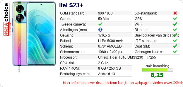 Itel S23+ Technische gegevens Itel S23+ Technische gegevens