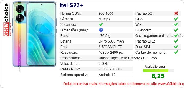 Itel S23+ Especificações técnicas do telemóvel Itel S23+ Especificações técnicas do telemóvel