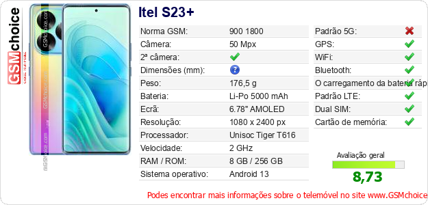Itel S23+ Especificações técnicas do telemóvel Itel S23+ Especificações técnicas do telemóvel