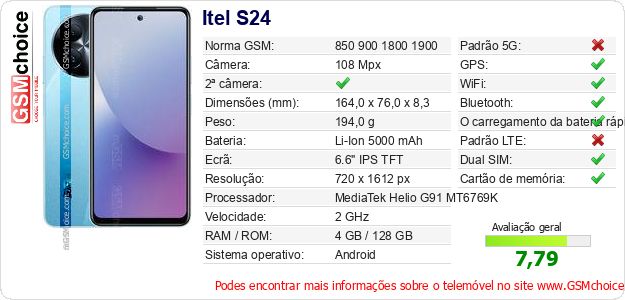 Itel S24 Especificações técnicas do telemóvel Itel S24 Especificações técnicas do telemóvel