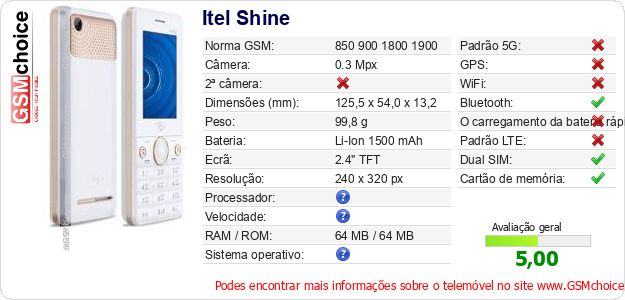 Itel Shine Especificações técnicas do telemóvel 
