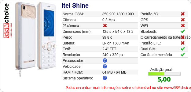 Itel Shine Especificações técnicas do telemóvel Itel Shine Especificações técnicas do telemóvel