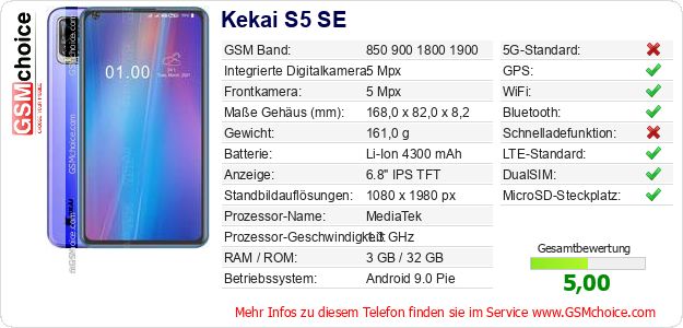 Kekai S5 SE technische Daten Kekai S5 SE technische Daten