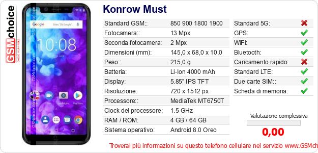 Konrow Must Dati tecnici di telefono cellulare Konrow Must Dati tecnici di telefono cellulare