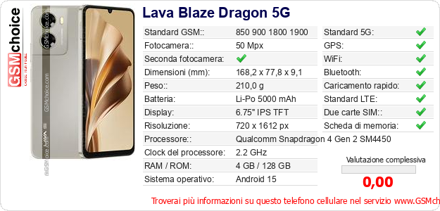 Lava Blaze Dragon 5G Dati tecnici di telefono cellulare Lava Blaze Dragon 5G Dati tecnici di telefono cellulare