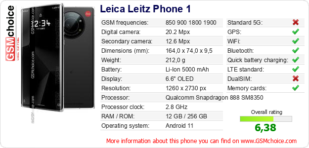 Leica Leitz Phone 1 technical specifications Leica Leitz Phone 1 technical specifications