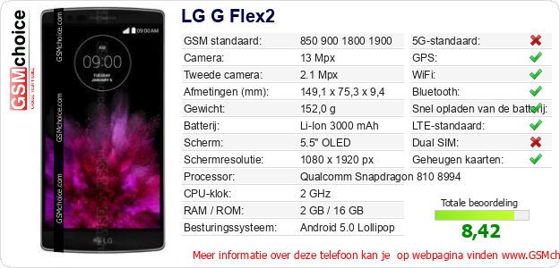 LG G Flex2 Technische gegevens LG G Flex2 Technische gegevens
