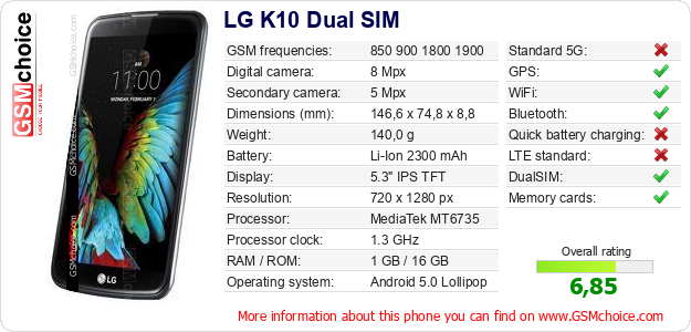 LG K10 Dual SIM technical specifications LG K10 Dual SIM technical specifications
