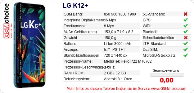 LG K12+ technische Daten LG K12+ technische Daten