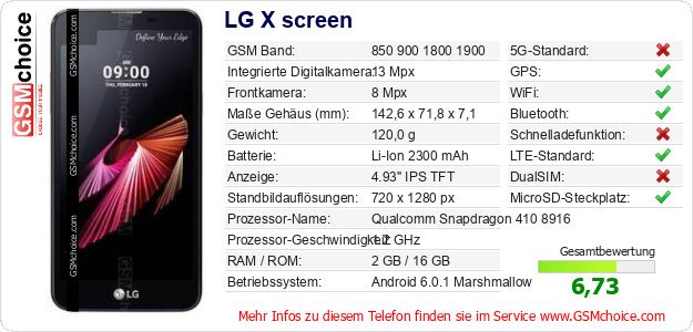 LG X screen technische Daten LG X screen technische Daten