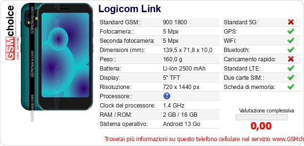 Logicom Link Dati tecnici di telefono cellulare 