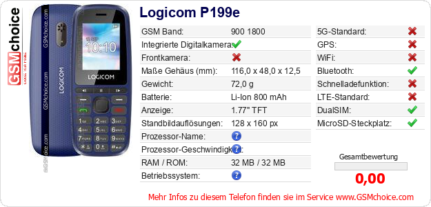 Logicom P199e technische Daten Logicom P199e technische Daten