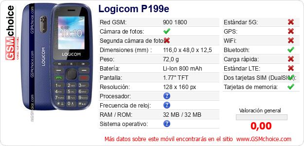 Logicom P199e Datos técnicos del móvil 