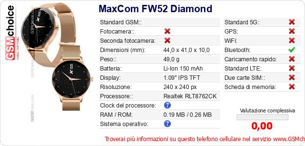 MaxCom FW52 Diamond Dati tecnici di telefono cellulare MaxCom FW52 Diamond Dati tecnici di telefono cellulare