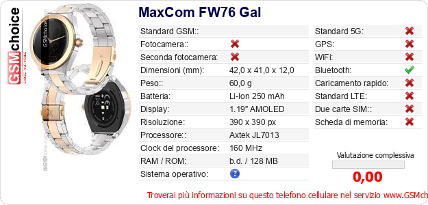MaxCom FW76 Gal Dati tecnici di telefono cellulare MaxCom FW76 Gal Dati tecnici di telefono cellulare