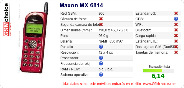 Maxon MX 6814 Datos técnicos del móvil 
