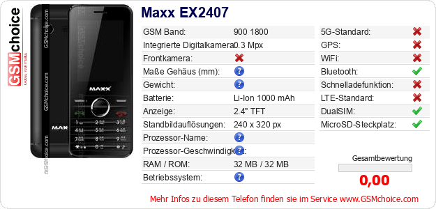 Maxx EX2407 technische Daten Maxx EX2407 technische Daten