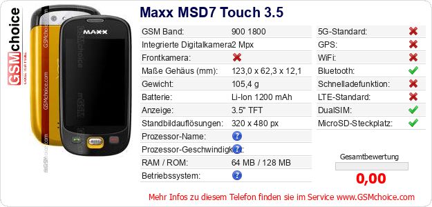 Maxx MSD7 Touch 3.5 technische Daten Maxx MSD7 Touch 3.5 technische Daten
